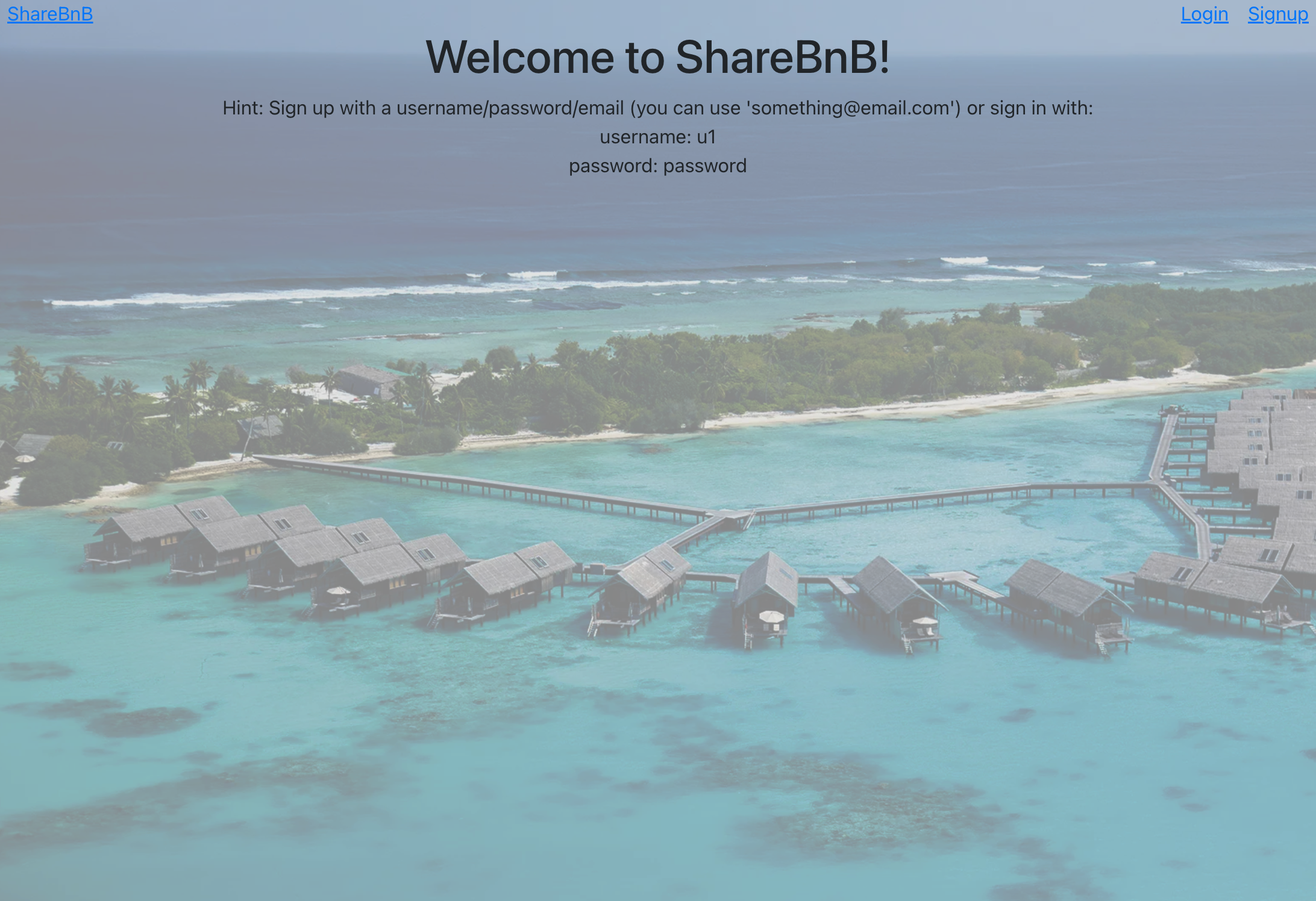 Sharebnb homepage